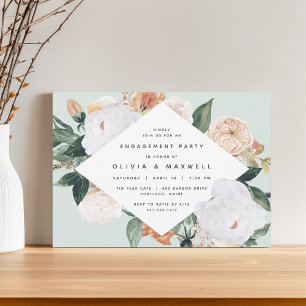 Boho Blooms Moderne florale Engagement-Partei Einladung