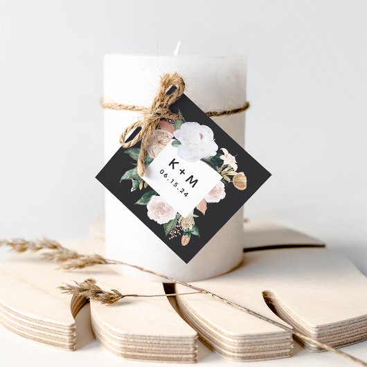 Boho Blooms Moderne florale Monogramm Geschenkanhänger