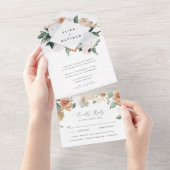 Boho Blooms | Moderne geometrische Hochzeit All In One Einladung (Abreißen)