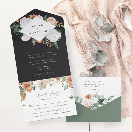 Boho Blooms | Moderne geometrische Hochzeit All In One Einladung