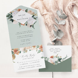 Boho Blooms | Moderne geometrische Hochzeit All In One Einladung