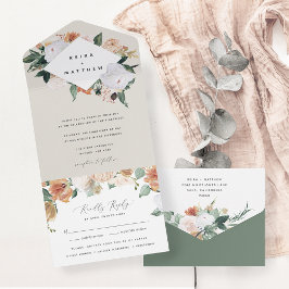 Boho Blooms | Moderne geometrische Hochzeit All In One Einladung