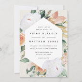 Boho Blooms | Moderne geometrische Hochzeit Einladung (Vorderseite)