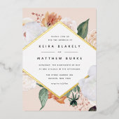 Boho Blooms | Moderne geometrische Hochzeit Folieneinladung (Vorderseite)