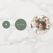 Boho Blooms Moderne Personalisierte Hochzeit mit B Konfetti (Rückseiten)