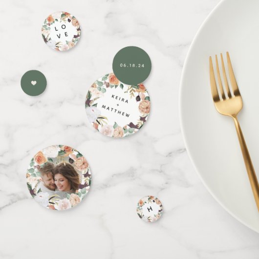 Boho Blooms Moderne Personalisierte Hochzeit mit B Konfetti (Gruppe)