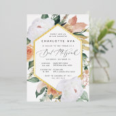 Boho Blooms Moderner Blumenbat Mitzvah Folieneinladung (Stehend vorne)