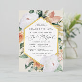 Boho Blooms Moderner Blumenbat Mitzvah Folieneinladung (Stehend vorne)