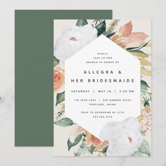 Boho Blooms | Moderner Blumenmarkt Brunch Einladung (Vorne/Hinten)