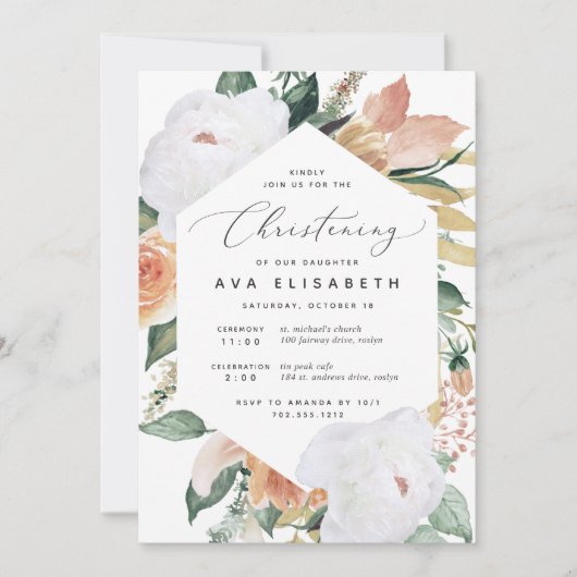 Boho Blooms | Modernes Blumenweihen Einladung (Vorderseite)