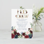 Boho Blooms | Rustikale Marine Blau und Rot I Crew Einladung (Stehend Vorderseite)