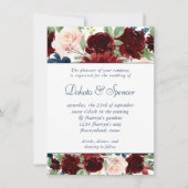 Boho Blooms | Rustische Marine und Burgund Garland Einladung (Vorderseite)