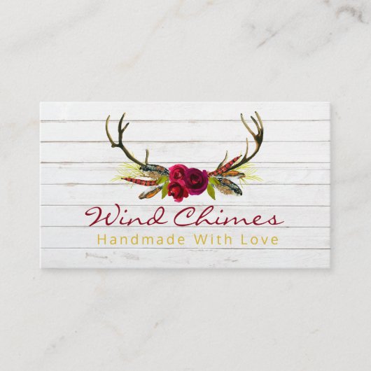 Boho Blooms und Handmade Wind Chime Visitenkarte (Vorderseite)