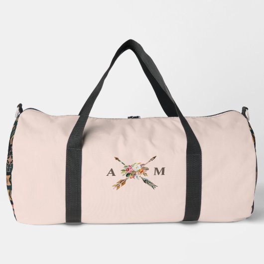 Boho Blooms und Pfeile Mit Monogramm Duffle Bag (Vorderseite)