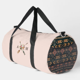Boho Blooms und Pfeile Mit Monogramm Duffle Bag