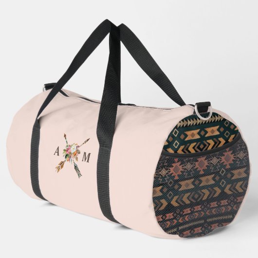 Boho Blooms und Pfeile Mit Monogramm Duffle Bag (Rechte Ecke)