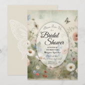 Boho Blooms und Vintage Blüten Brautparty Einladung (Vorne/Hinten)