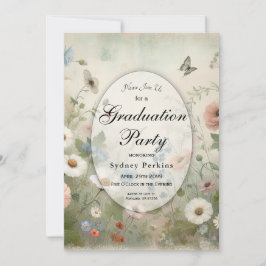 Boho Blooms und Vintage Blüten Graduierungspartei Einladung