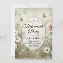 Boho Blooms und Vintage Blüten Renten-Party Einladung
