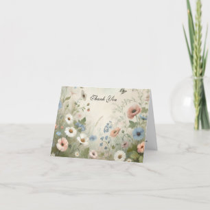Boho Blooms und Vintage Vows Hochzeit Dankeskarte