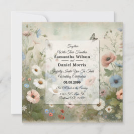 Boho Blooms und Vintage Vows Hochzeit Einladung