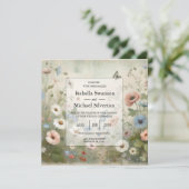 Boho Blooms und Vintage Vows Hochzeit Einladung (Stehend Vorderseite)