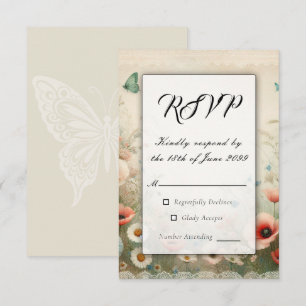 Boho Blooms und Vintage Vows Hochzeit RSVP Karte