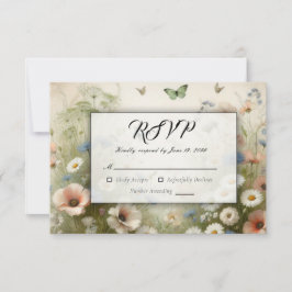 Boho Blooms und Vintage Vows Hochzeit RSVP Karte