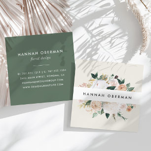Boho Blooms Watercolor Floral Quadratische Visitenkarte