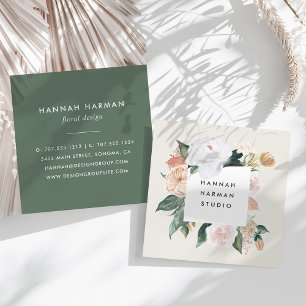 Boho Blooms Watercolor Floral Quadratische Visitenkarte