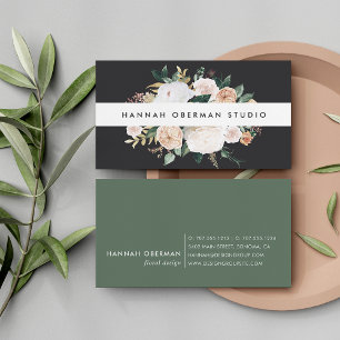 Boho Blooms Watercolor Floral Visitenkarte