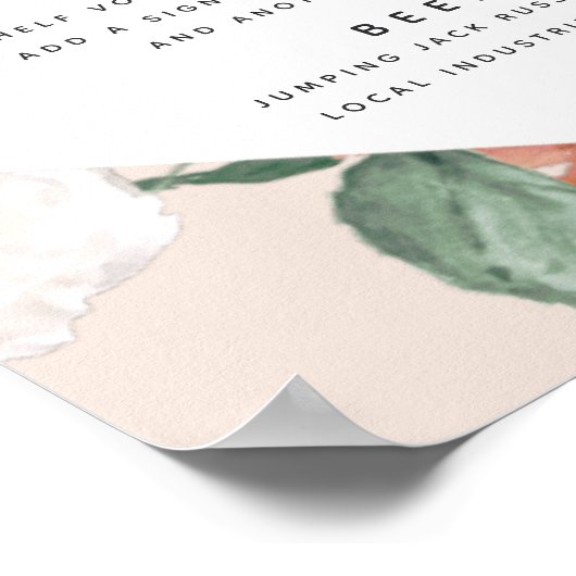 Boho Blooms Wedding Bar Menu Sign Poster (Ecke)