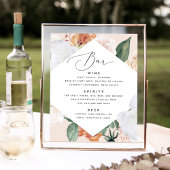 Boho Blooms Wedding Bar Menu Sign Poster