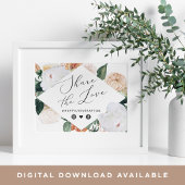 Boho Blooms Wedding Hashtag Sign Poster
