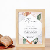 Boho Blooms Wedding Menu Sign Poster