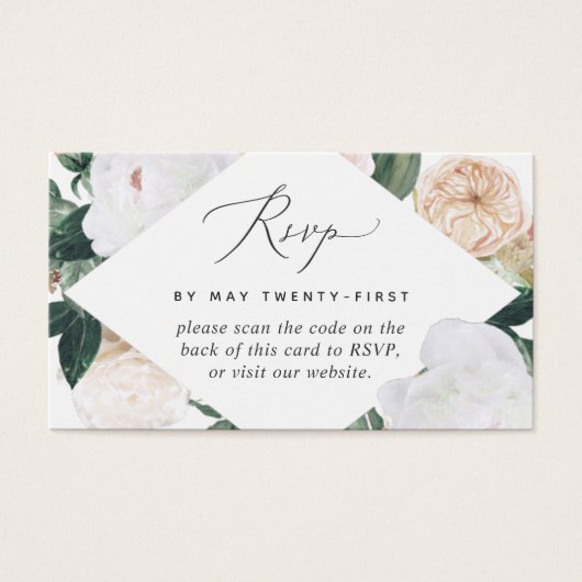Boho Blooms Wedding QR Code RSVP Card (Vorderseite)