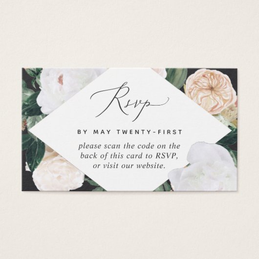 Boho Blooms Wedding QR Code RSVP Card (Vorderseite)