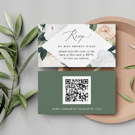 Boho Blooms Wedding QR Code RSVP Card
