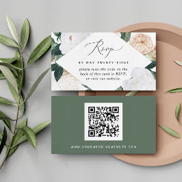 Boho Blooms Wedding QR Code RSVP Card