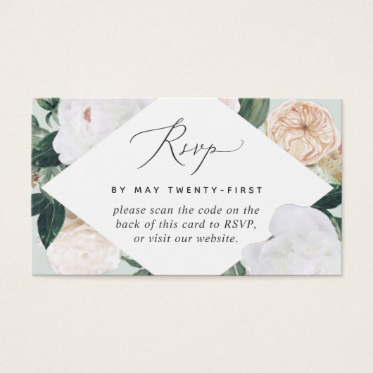 Boho Blooms Wedding QR Code RSVP Card (Vorderseite)