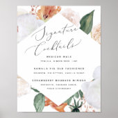 Boho Blooms Wedding Signature Cocktail Menü-Zeiche Poster (Vorne)