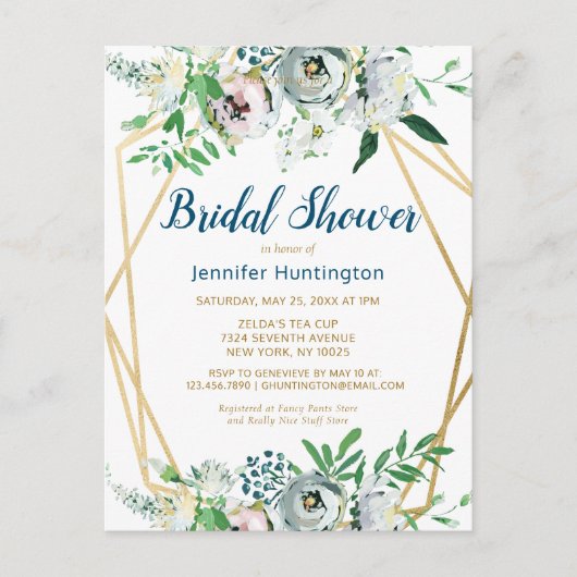 Boho Bloral Bridal Dusche Einladung Postkarte (Vorderseite)