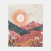 Boho Bloral Mountain Sunset - Rustikale Natur Fleecedecke (Vorderseite)