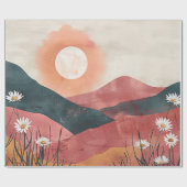 Boho Bloral Mountain Sunset - Rustikale Natur Geschenkpapier (Flach)