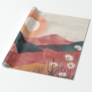 Boho Bloral Mountain Sunset - Rustikale Natur Geschenkpapier