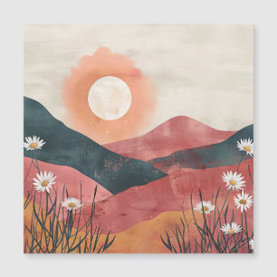 Boho Bloral Mountain Sunset - Rustikale Natur Magnetkarte