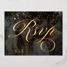 Boho Bloral Orange und Blush Pink Foto Hochzeit Folie Einladungspostkarte