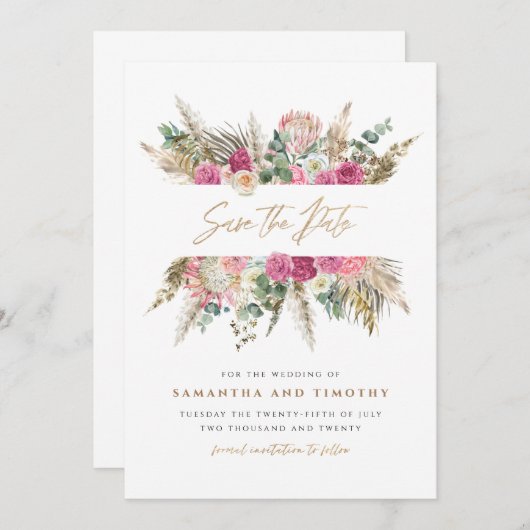 Boho Bloral Wedding rettet das Datum Save The Date (Vorne/Hinten)