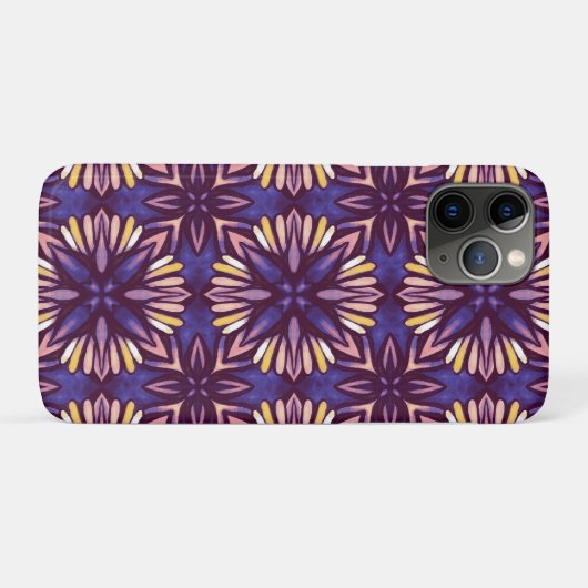 Boho Blossom: Lila künstlerisches Muster Case-Mate iPhone Hülle (Rückseite (Horizontal))