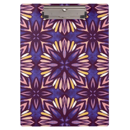 Boho Blossom: Lila künstlerisches Muster Klemmbrett (Vorderseite)